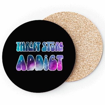 Discover Thrift Store Addict blue purple watercolor Coasters