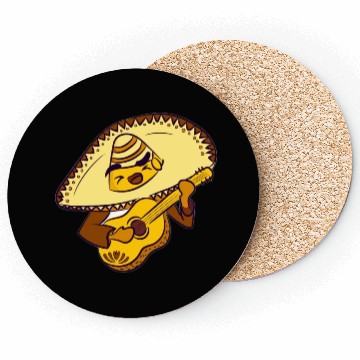 Discover Mexican hat with guitar character Coasters