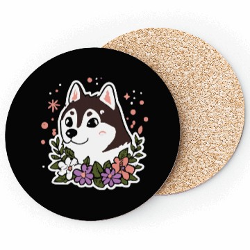 Discover Husky Flowers Dog Lover Malamute Coasters