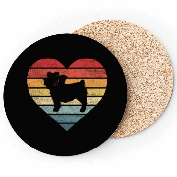 Discover Yorkie Lover Retro Sunset Silhouette Coasters