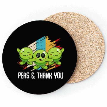 Discover Peas Peas Thank You Cute Vegan Pun Coasters