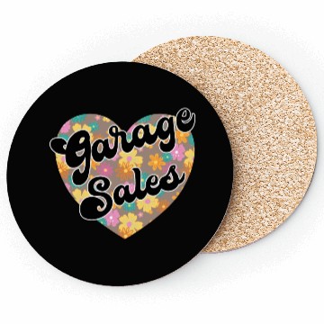 Discover Garage Sales brown floral heart Coasters