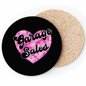 Discover Garage Sales pink camo heart Coasters