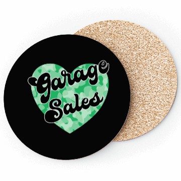 Discover Garage Sales green camo heart Coasters