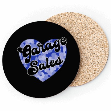 Discover Garage Sales blue camo heart Coasters
