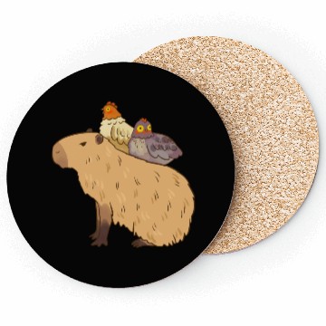 Discover Adorable Capybara With Chicken Friends Coasters