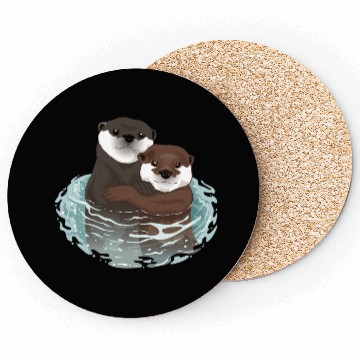 Discover Otters Swimming Summer Coasters