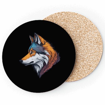 Discover Wolf head in vibrant colors illustration Coasters
