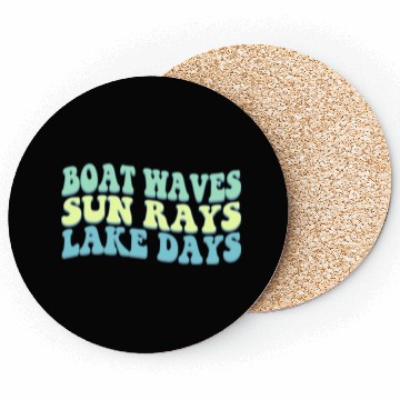 Discover Boat Wave Sun Rays Lake Days Summer Beach Blue Coasters