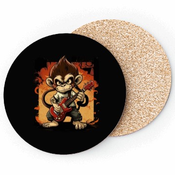 Discover Monkey Chimpanzee Playing Acousitc Rock Guitar Coasters