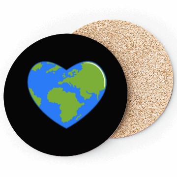 Discover Earth Day World Map as Love Heart Coasters