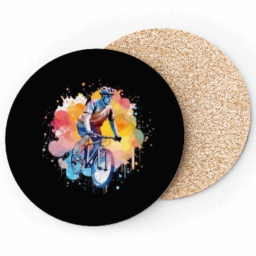 Discover Ride to Freedom - Watercolor Style Cycling Art Coasters