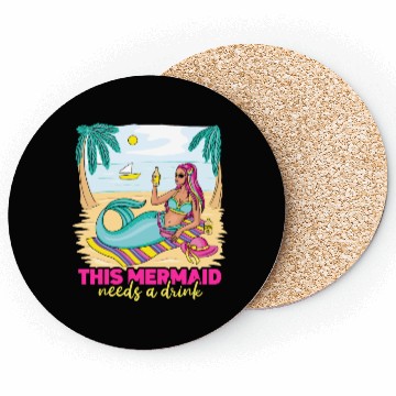 Discover This Mermaid Needs a Drink Fantasy Beach Outing Coasters