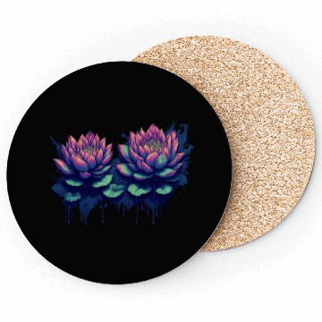 Discover Neon Lotus Flowers Coasters