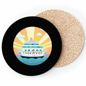 Discover Cruise Ship at Sunset - Dream Voyage Design Coasters