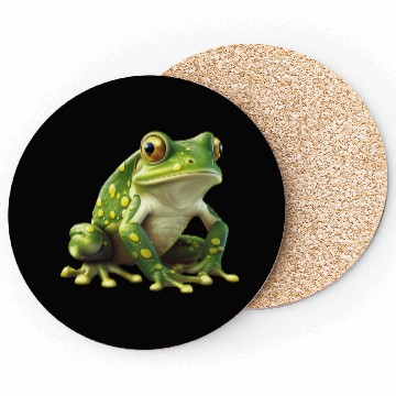 Discover Green Frog - Natural Design Coasters