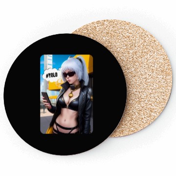 Discover Cyberpunk Waifu Influencer Design 2 Coasters
