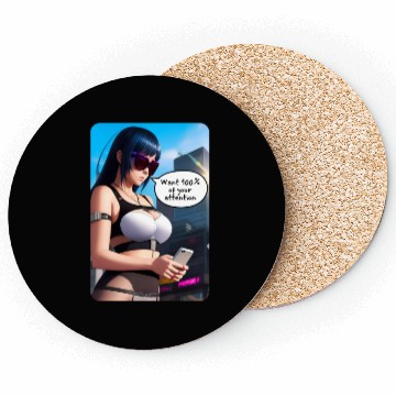 Discover Cyberpunk Waifu Influencer Design 8 Coasters