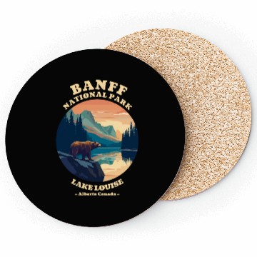 Discover Vintage Retro Canadian Banff National Park Coasters