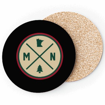 Discover Minnesota Mn Circle Patch Red And Green Coasters