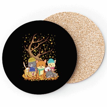 Discover Cats Fall Autumn Leaf Tree Lover Season Fan Enjoy Coasters