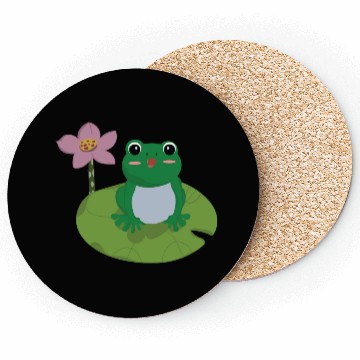 Discover Green Frog on Lotus Leaf vector. Coasters