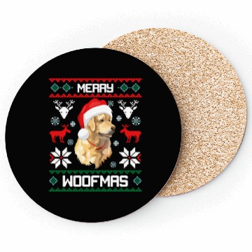 Discover Golden Retriever Merry Woofmas For Coasters