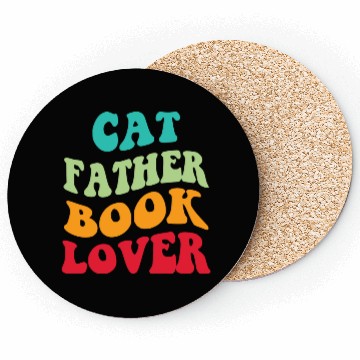 Discover Cat Father Book Lover Coasters