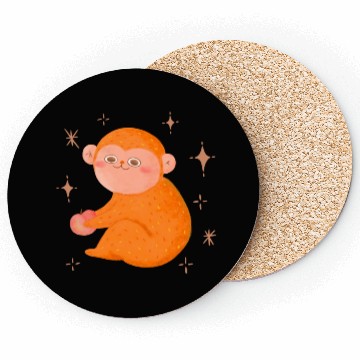 Discover Cute Monkey With Honey Peach Coasters
