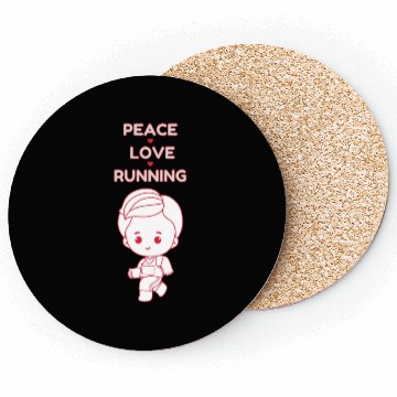 Discover Peace Love Running Red Sport Outline Illustration Coasters