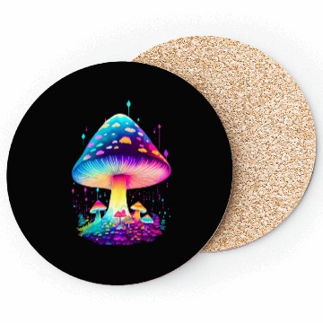 Discover Enchanting Fungi: A Neon Wonderland Coasters