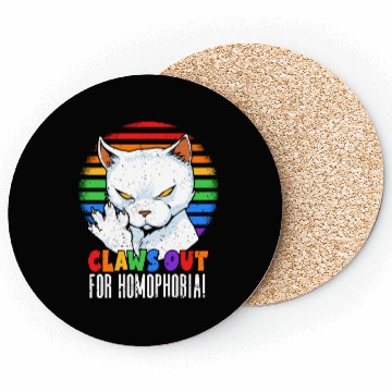 Discover Claws Out for Homophobia Rainbow Angry LGBT Cat Coasters