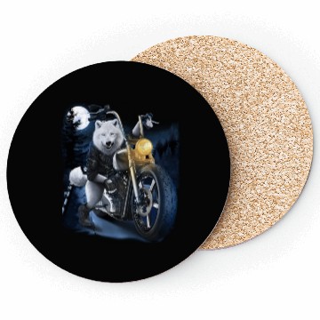 Discover Wolf Riding Chopper Motorcycle In Full Moon Coasters