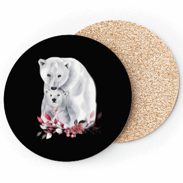 Discover Mama Polar Bear And Baby Cub For And Coasters