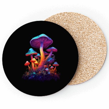 Discover Trippy Neon Mushrooms #8 Coasters