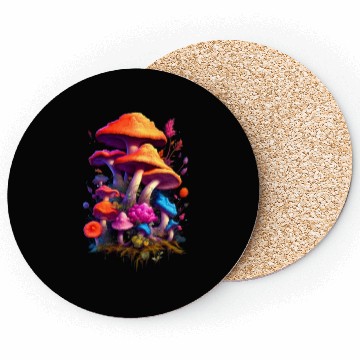 Discover Trippy Neon Mushrooms#12 Coasters