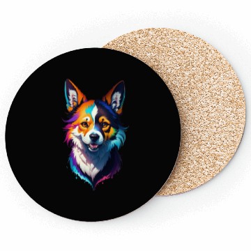 Discover colorful rainbow realistic corgi dog design Coasters