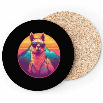 Discover Funny Alpaca with Sunglasses - Alpacatude Coasters