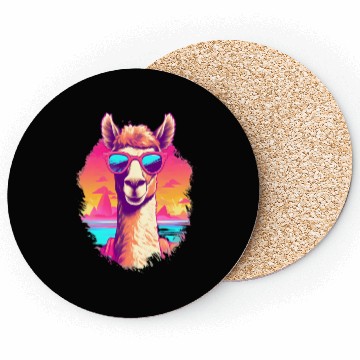 Discover Funny Alpaca with Sunglasses - Alpacatude Coasters
