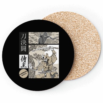 Discover Katana Samurai Vs Ninja Warrior Comic Strip style Coasters