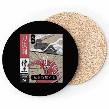 Discover Samurai Vs shinobi Warrior Comic Strip style Coasters