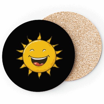 Discover Funny smiling sun logo Coasters