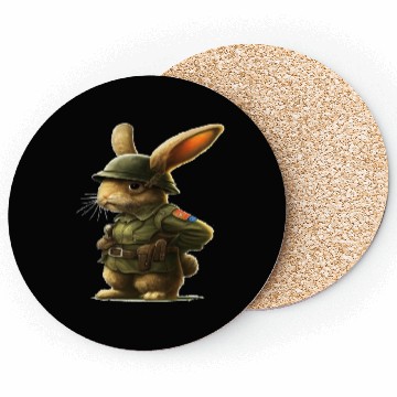 Discover Courageous Bunny Soldier Coasters
