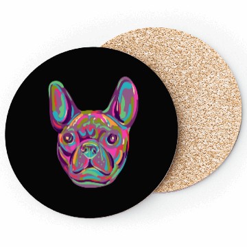 Discover French Bulldog Frenchie head Pop art style Coasters