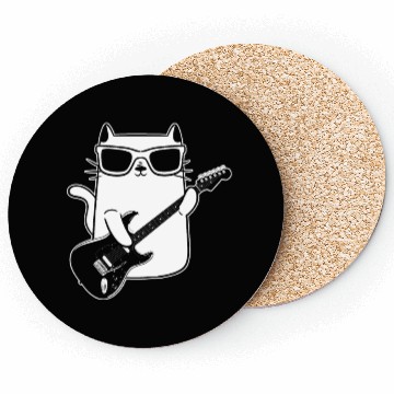 Discover Cat Playing Guitar Guitar Player Coasters