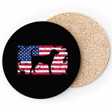 Discover Coonhound USA American Flag Coasters