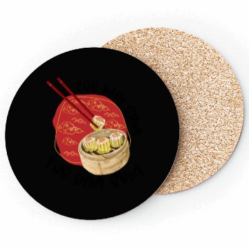 Discover You Win Sum You Dim Sum Dim Sum (Black Text) Coasters