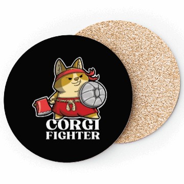 Discover DESIGNThe Brave And Cute Corgi Fighter With An Axe Coasters