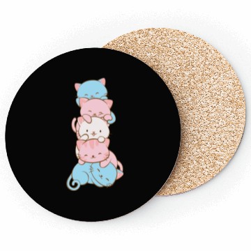 Discover Transgender Pride Flag Cute Kawaii Cats Subtle Coasters
