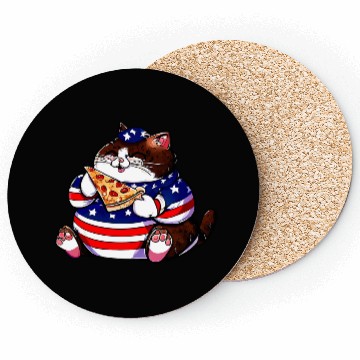 Discover Fat American pizza cat Coasters